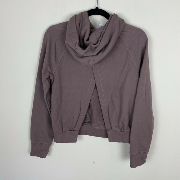 Athleta Moonrise Hoodie Womens Size XXS Dusty Purple Open Back Hooded Sweatshirt - Picture 3 of 5